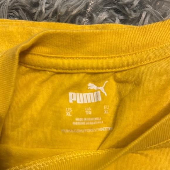 Puma Yellow and Black Short Sleeve Tee with Bold Logo - Picture 2 of 6